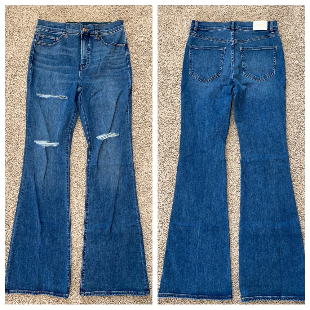 Express Flare High Rise Jeans Distressed Size 8R